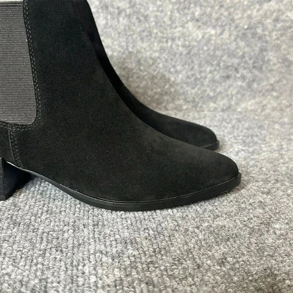 Steve Madden Ankle Boots Womens 7M Black Suede Pull On Classic Pointed Toe Shoes
